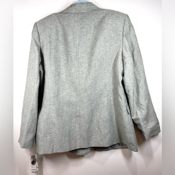 NWT KASPER Women’s Gray Double Breasted Three Button Linen Blazer Size‎ 16 - Picture 8 of 14